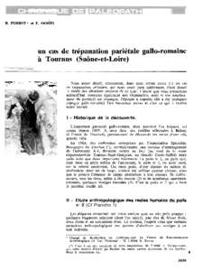 \  R. PERROT* et P. MOREL un cas de trépanation pariétale gallo-romaine à Tournus (Saône-et-Loire)