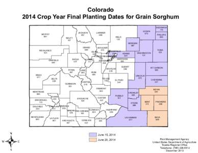 Colorado 2014 Crop Year Final Planting Dates for Grain Sorghum MOFFAT 081  ROUTT