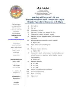 Agenda February 7, 2013 Governmental Center, 301 North Olive Avenue, 6th Floor Commissioners Chambers