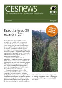The newsletter of the Constant Effort Sites scheme  Number 25 Faces change as CES expands in 2011
