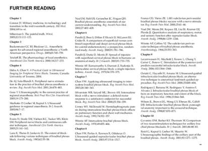 Further reading Chapter 1 Connor JT. Military medicine, its technology and transition in the mid-twentieth century. Mil Med. 2004;169:ix–xi. Silberman S. The painful truth. Wired.