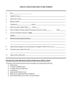 APPLICATION FOR STRUCTURE PERMIT  1. Date