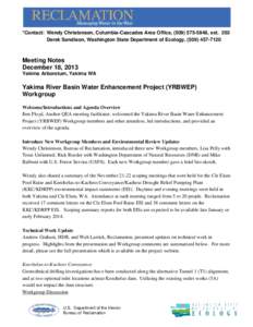 Yakima River Basin Water Enhancement Project Meeting Notes