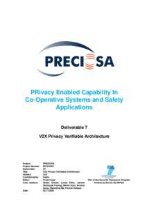 PRivacy Enabled Capability In Co-Operative Systems and Safety Applications Deliverable 7 V2X Privacy Verifiable Architecture