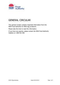 General circular[removed]All NSW egg producers and processors