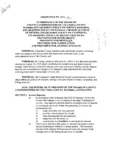 ORDINANCE NO_1_ AN ORDINANCE OF THE BOARD OF COUNTY COMMISSIONERS OF COLUMBIA COUNTY FLORIDA ESTABLISHING POLICY ON SERVICE DEPOSITS; ESTABLISHING POLICY ON DAMAGE AND REPLACEMENT OF METERS; ESTABLISHING POLICY ON