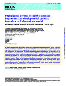 Linguistics / Developmental dyslexia / Health / Special education / Learning disabilities / Specific language impairment / Rapid automatized naming / Theories of dyslexia / Phonological awareness / Education / Dyslexia / Educational psychology