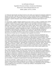 Ley del Estado de Missouri Seguridad y Prevención de Daños a Instalaciones Subterráneas Moción de la Cámara de Representantes No. 425 RSMo Capítuloa) “Ubicación aproximada” una franja de t