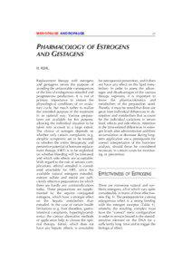 MENOPAUSE ANDROPAUSE  Pharmacology of Estrogens and Gestagens