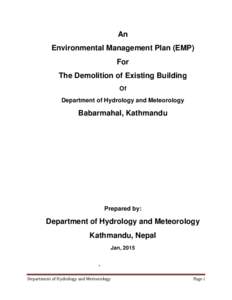 An Environmental Management Plan (EMP) For The Demolition of Existing Building Of Department of Hydrology and Meteorology