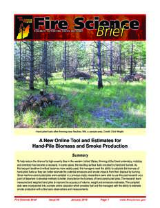 Hand-piled fuels after thinning near Naches, WA, a sample area. Credit: Clint Wright.  A New Online Tool and Estimates for Hand-Pile Biomass and Smoke Production Summary To help reduce the chance for high-severity fires 