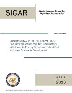 SIGAR  Special Inspector General for Afghanistan Reconstruction  SIGAR Audit 13-6