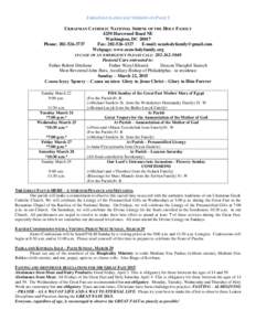 UKRAINIAN LANGUAGE VERSION ON PAGE 3 UKRAINIAN CATHOLIC NATIONAL SHRINE OF THE HOLY FAMILY 4250 Harewood Road NE Washington, DC[removed]Phone: [removed]Fax: [removed]
