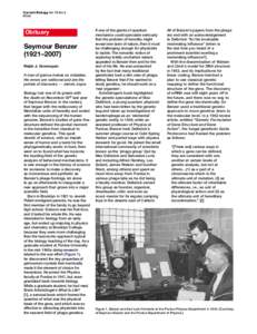 Current Biology Vol 18 No 3 R106 Obituary  Seymour Benzer