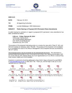 AAA Memo - Public Hearing on Proposed 2014 Permanent Rules Amendments