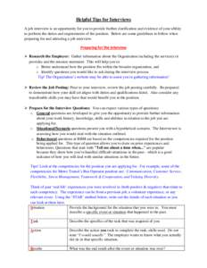 Microsoft Word - Helpful Tips for Interviews 2014