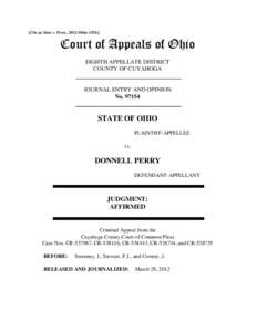 [Cite as State v. Perry, 2012-Ohio[removed]Court of Appeals of Ohio EIGHTH APPELLATE DISTRICT COUNTY OF CUYAHOGA