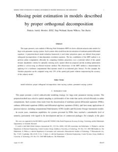 MISSING POINT ESTIMATION IN MODELS DESCRIBED BY PROPER ORTHOGONAL DECOMPOSITION  1 Missing point estimation in models described by proper orthogonal decomposition