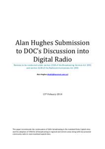 Alan Hughes Submission to DOC’s Discussion into Digital Radio