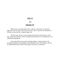 WILLS and PROBATE When estates are settled either with or without a will, there is an extensive paper trail. The two charts shown here show the various steps that can take place in