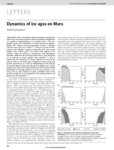 Vol 449 | 13 September 2007 | doi:[removed]nature06082  LETTERS Dynamics of ice ages on Mars Norbert Schorghofer1