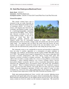 CONSERVATION HABITATS & SPECIES ASSESSMENTS  LA CWCS--DEC[removed]Slash Pine-Pondcypress/Hardwood Forest Rarity Rank: S2S3/G3?