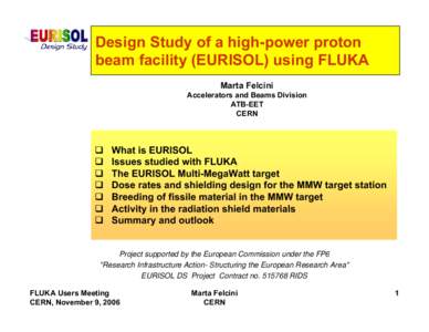 Design Study of a high-power proton beam facility (EURISOL) using FLUKA Marta Felcini Accelerators and Beams Division ATB-EET CERN