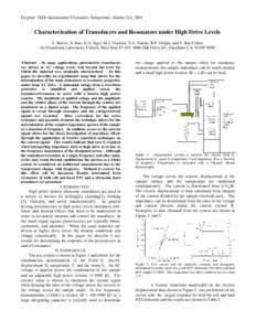 Preprint: IEEE International Ultrasonics Symposium, Atlanta, GA, 2001  Characterization of Transducers and Resonators under High Drive Levels