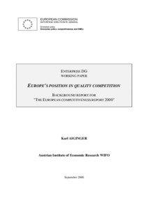 EUROPEAN COMMISSION ENTERPRISE DIRECTORATE-GENERAL Enterprise policy