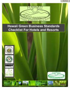 Print Form  Hawaii Green Business Standards Checklist For Hotels and Resorts  Checklist