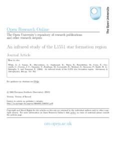 Open Research Online The Open University’s repository of research publications and other research outputs An infrared study of the L1551 star formation region Journal Article