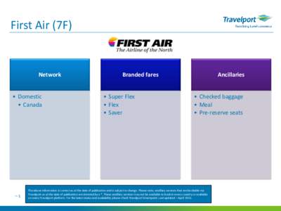 First Air (7F)  Network • Domestic • Canada