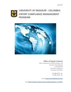 AugustUNIVERSITY OF MISSOURI - COLUMBIA EXPORT COMPLIANCE MANAGEMENT PROGRAM