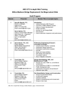 ABC-UTC In-depth Web Training Milton-Madison Bridge Replacement: the Mega-Lateral Slide Draft Program Module 1
