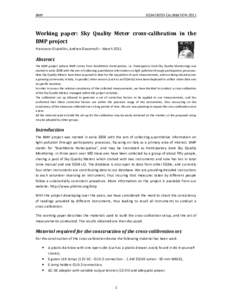 BMP  SQM CROSS CALIBRATION 2011 Working paper: Sky Quality Meter cross-calibration in the BMP project