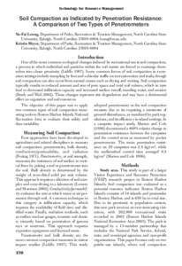 Technology for Resource Management  Soil Compaction as Indicated by Penetration Resistance: A Comparison of Two Types of Penetrometers Yu-Fai Leung, Department of Parks, Recreation & Tourism Management, North Carolina St