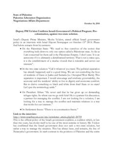 Palestinian territories / United Nations General Assembly observers / Foreign relations of the Palestinian National Authority / Palestine Liberation Organization / Palestinian terrorism / State of Palestine / Two-state solution / Palestinian National Authority / Benjamin Netanyahu / Middle East / Palestinian nationalism / Western Asia