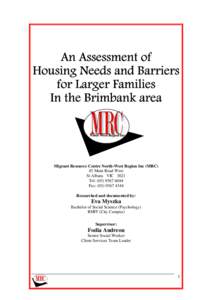 An Assessment of Housing Needs and Barriers for Larger Families In the Brimbank area Agency: North West Region Inc