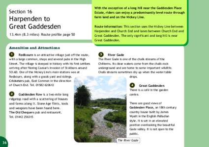 Section 16  Harpenden to Great Gaddesden 13.4km (8.3 miles) Route profile page 50