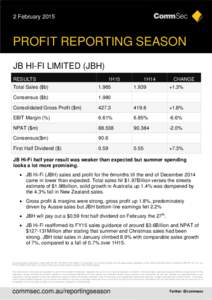 Finance / Commonwealth Securities / Dividend / JB Hi-Fi / Gross profit / Account / Australian Financial Services License / Tax / Gross margin / Business / Corporate finance / Generally Accepted Accounting Principles