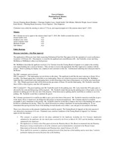 Town of Ontario Planning Board Minutes June 9, 2015 Present: Planning Board Members –Chairman Stephen Leaty, Gerald Smith, Tab Orbaker, Michelle Wright, Jason Coleman Katie Kelsch – Planning Board Secretary; Town Eng