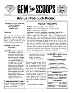 Vol. 53, No. 8  Pendleton District Gem and Mineral Society August 2015