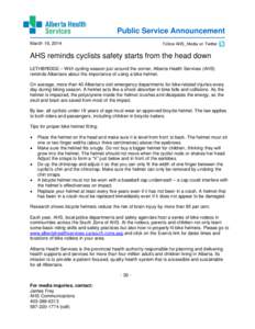 AHS reminds cyclists safety starts from the head down