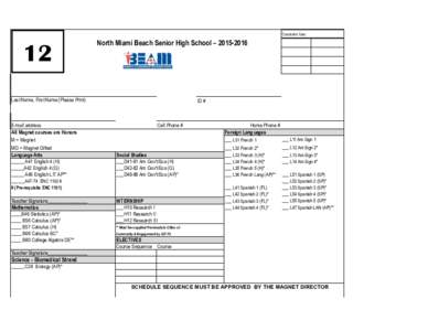 Counselor Use:  12 North Miami Beach Senior High School – 