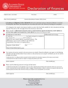 Declaration of finances Student’s name Last (Family) Date of birth (mm/dd/yyyy)  First (Given)