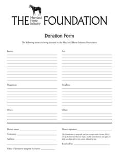 THEFOUNDATION Maryland Horse Industry  Donation Form