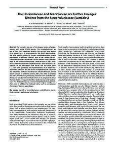 Research Paper  The Linderniaceae and Gratiolaceae are further Lineages