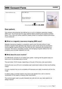medalp®  MRI Consent Form Patient identification code:  Date of MRI scan: