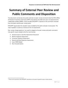 Summary of External Peer Review and Public Comments and Disposition