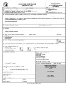 CR[removed]PROPOSED RULE MAKING (RCW[removed]Agency: Department of Ecology